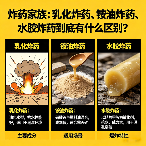 永丰炸药家族：乳化炸药、铵油炸药、水胶炸药到底有什么区别？
